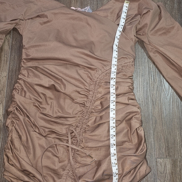 House Of CB Womens Dress Sz M Indra Mocha Off Shoulder Mini,Party,Dance Ruched - Picture 11 of 15